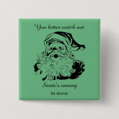 kerstman naar de stad vierkante button 5,1 cm (Voorkant)