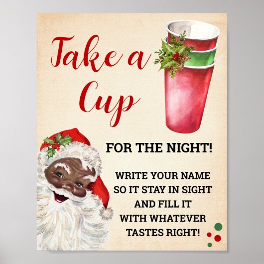Kerstman: neem een kopje voor het nachtteken poster (Voorkant)
