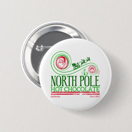Kerstman Noordpool Hot Chocolate Ronde Button 5,7 Cm (Voorkant /achterkant)