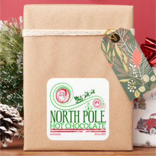 Kerstman Noordpool Hot Chocolate Vierkante Sticker
