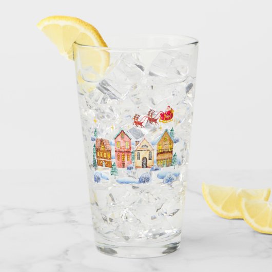 Kerstman Noordpool Kerstdorp Glas (Voorkant ijs)