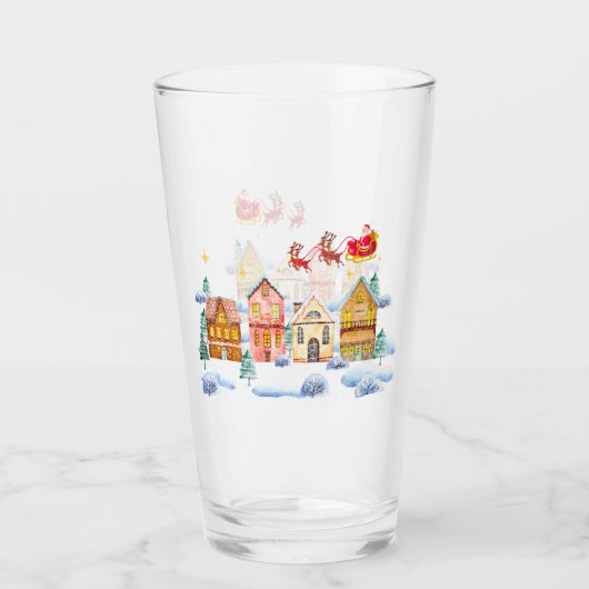 Kerstman Noordpool Kerstdorp Glas (Voorkant)