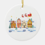 Kerstman Noordpool Kerstdorp Keramisch Ornament (Voorkant)