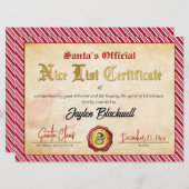 Kerstman Officieel Netjes Lijst Certificaat Feestdagenkaart (Voorkant / Achterkant)