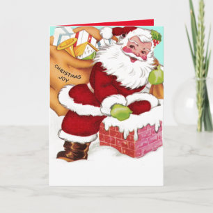 Kerstman onderaan de Schoorsteen Feestdagen Kaart