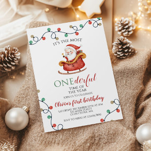 Kerstman Onederful Eerste Verjaardag Kaart