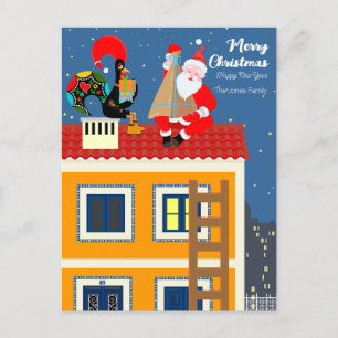 Kerstman ontmoet de Portugese Haan Briefkaart