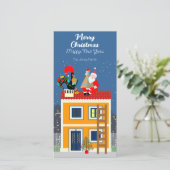 Kerstman ontmoet de Portugese Haan Feestdagenkaart (Staand voorkant)