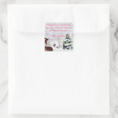 Kerstman ontmoet Jezus Vierkante Sticker (Tas)