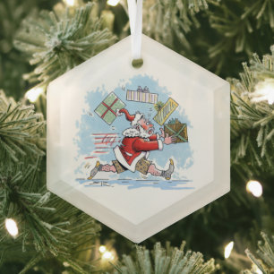 Kerstman Onvoorbereid zeshoekige glazen kerstbal Glas Ornament