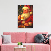 Kerstman op canvas met vintage-uitstraling