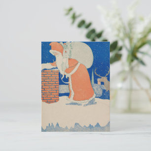 kerstman op Chimney Illustration Feestdagenkaart