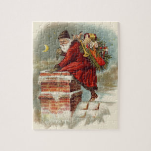 Kerstman op dak in Victoriaanse stijl Legpuzzel