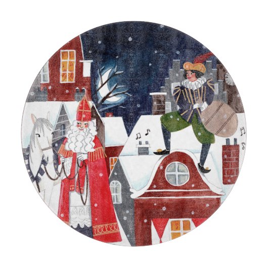 Kerstman op de daken van Amsterdam Snijplank (Voorkant)