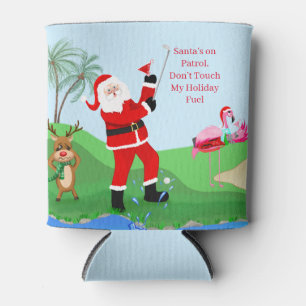 Kerstman op de golfbaan met cocktail grappige Kers Blikjeskoeler