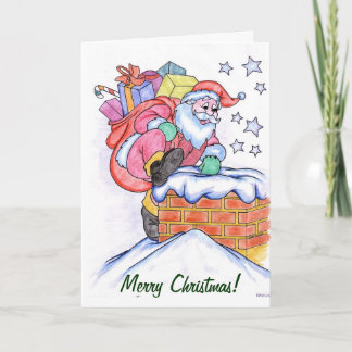 Kerstman op de Kerstkaart van de Schoorsteen Feestdagen Kaart