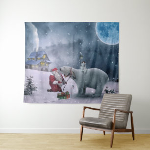 Kerstman op de Noordpool Wandkleed