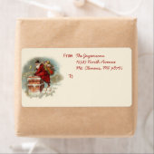  kerstman op de schoorsteenkerst etiket (Insitu)