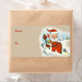  kerstman op de sneeuwkerstcadeaulabels etiket (Insitu)