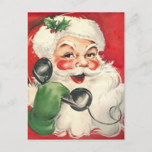 kerstman op de telefoon feestdagenkaart