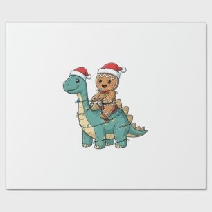 Kerstman op dinosaurus, gemberkoek, Kerstmis Cadeaupapier