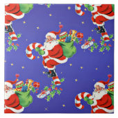 kerstman op een Candy Cane Illustration Tegeltje (Voorkant)