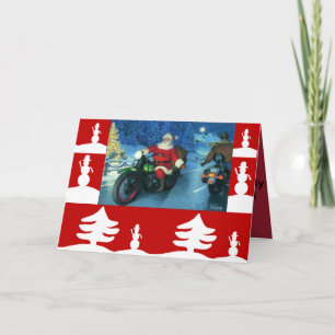Kerstman op een Harley kerstkaart Feestdagen Kaart