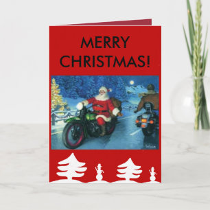 Kerstman op een Kerstkaart Harley Feestdagen Kaart