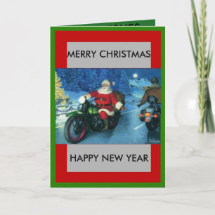Kerstman op een Kerstkaart van de Motorfiets Feestdagen Kaart