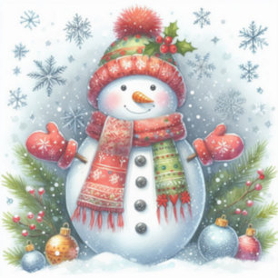 Kerstman op een koude en besneeuwde sneeuw sticker