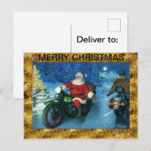 Kerstman op een motorfiets Christmas Post Kaart (Voorkant / Achterkant)