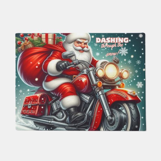 Kerstman op een motorfiets deurmat (Voorkant)