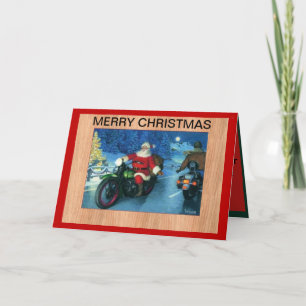 Kerstman op een motorfiets Kerst Kaart