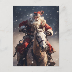 Kerstman op een paard briefkaart