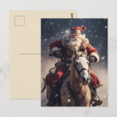 Kerstman op een paard briefkaart (Voorkant / Achterkant)