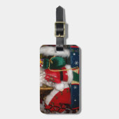 Kerstman op een paard met Snow Art Print Bagagelabel (Voorkant verticaal)