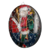 Kerstman op een paard met Snow Art Print Dartbord (Voorkant Rechts)