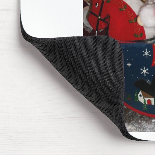 Kerstman op een paard met Snow Art Print Muismat (Hoek)