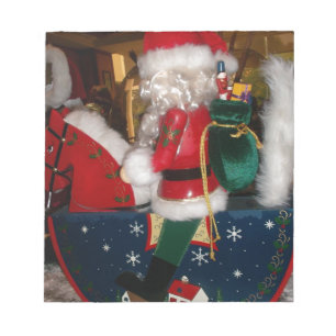 Kerstman op een paard met Snow Art Print Notitieblok