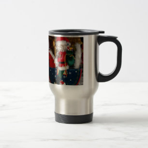 Kerstman op een paard met Snow Art Print Reisbeker
