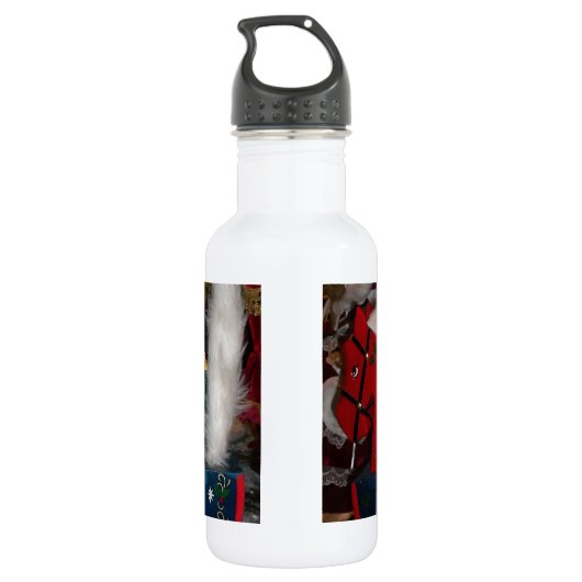 Kerstman op een paard met Snow Art Print Waterfles (Achterkant)