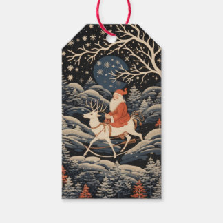 KERSTMAN OP EEN REN HOUTEN KADOETIKET CADEAULABEL