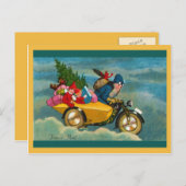 Kerstman op een scooter feestdagenkaart (Voorkant / Achterkant)