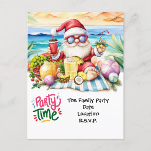 Kerstman op Hawaii Beach voor Kerstmis Briefkaart