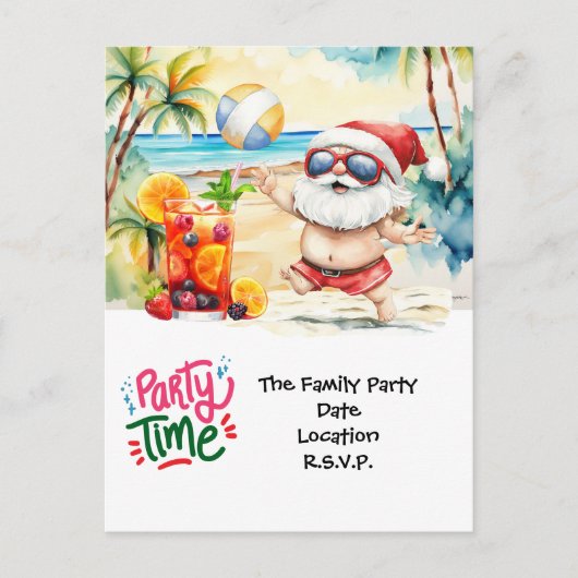 Kerstman op Hawaii Beach voor Kerstmis Feestdagenkaart (Voorkant)
