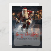 Kerstman op het ijs feestdagenkaart (Voorkant / Achterkant)