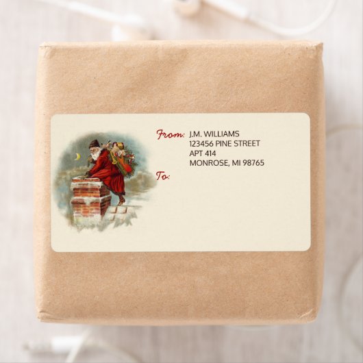kerstman op het kerstlabel Chimney Etiket (Insitu)
