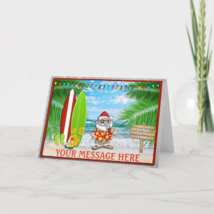 KERSTMAN OP HET STRAND FEESTDAGEN KAART