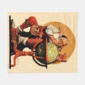 Kerstman op het Wereldbol Fleece Deken (Voorkant (Horizontaal))