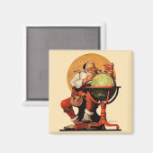 Kerstman op het Wereldbol Magneet (Voorkant / Achterkant)